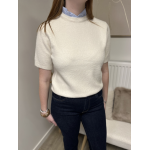 Pull manches courtes à col rayé – Bleu marine / Blanc | Melle Jeanne