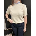 Pull manches courtes à col rayé – Bleu marine / Blanc | Melle Jeanne