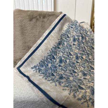 Foulard turquoise et beige femme – Accessoire chic | Melle Jeanne