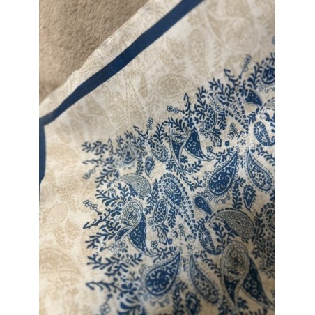 Foulard turquoise et beige femme – Accessoire chic | Melle Jeanne