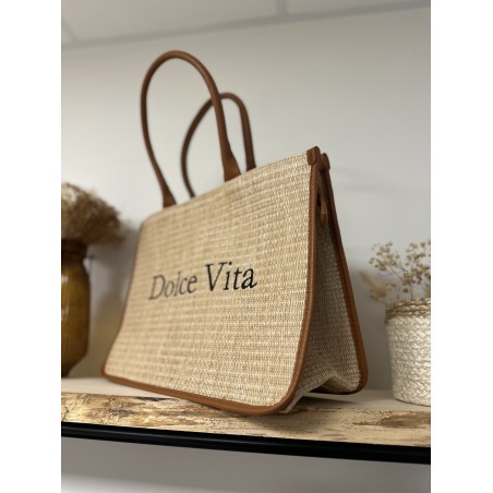 Sac en raphia et cuir – Sac femme bohème chic & tendance