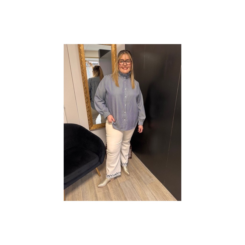 Chemise oversize Style plus rayée bleu marine | Melle Jeanne