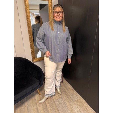 Chemise oversize Style plus rayée bleu marine | Melle Jeanne