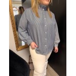 Chemise oversize Style plus rayée bleu marine | Melle Jeanne