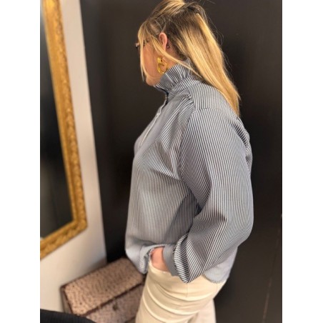 Chemise oversize Style plus rayée bleu marine | Melle Jeanne