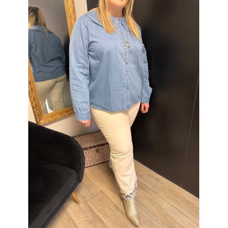 Chemise en jean Style plus col Claudine | Melle Jeanne