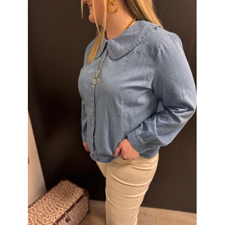 Chemise en jean Style plus col Claudine | Melle Jeanne