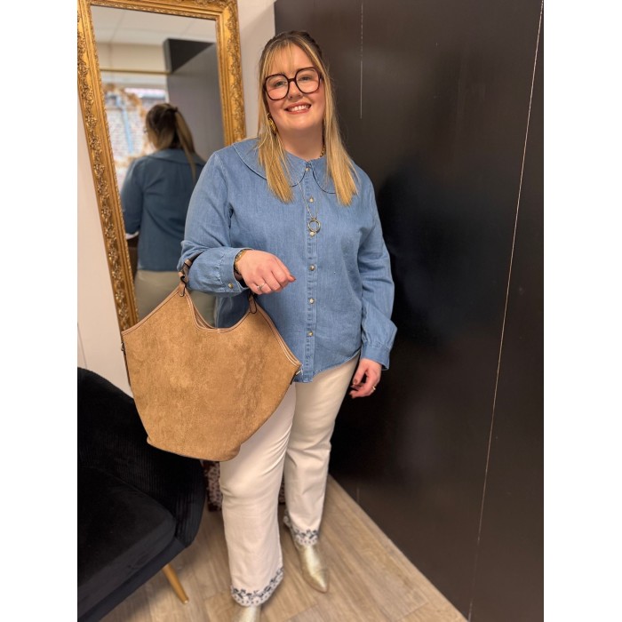 Chemise en jean Style plus col Claudine | Melle Jeanne