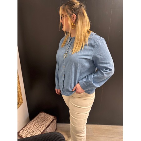 Chemise en jean Style plus col Claudine | Melle Jeanne