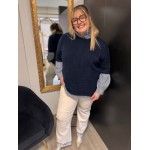 Maille Style plus manches courtes bleu marine | Melle Jeanne