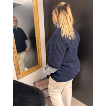 Maille Style plus manches courtes bleu marine | Melle Jeanne