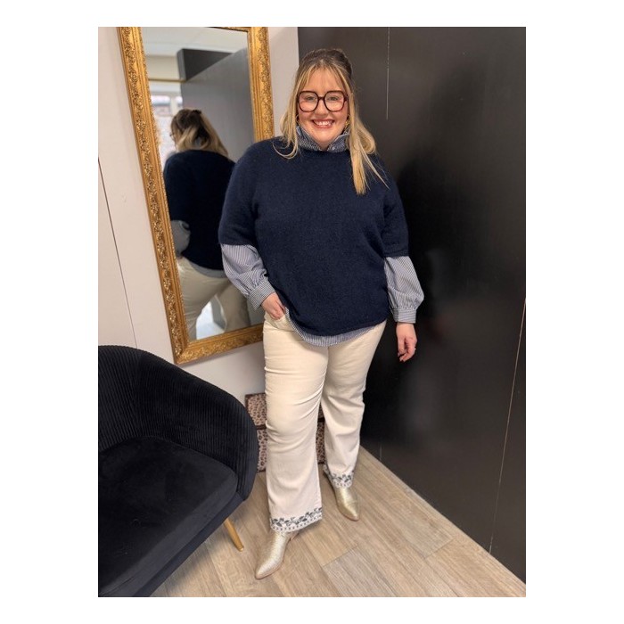 Maille Style plus manches courtes bleu marine | Melle Jeanne