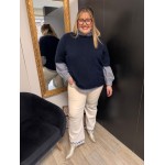 Maille Style plus manches courtes bleu marine | Melle Jeanne