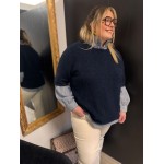 Maille Style plus manches courtes bleu marine | Melle Jeanne