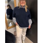 Maille Style plus manches courtes bleu marine | Melle Jeanne