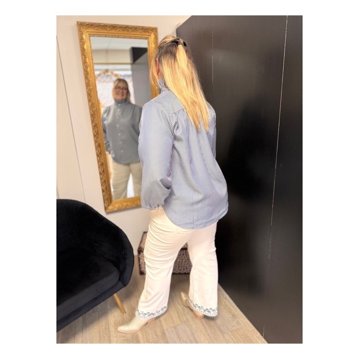 Chemise Style plus rayée col victorien rose ou bleu | Melle Jeanne