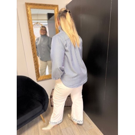 Chemise Style plus rayée col victorien rose ou bleu | Melle Jeanne