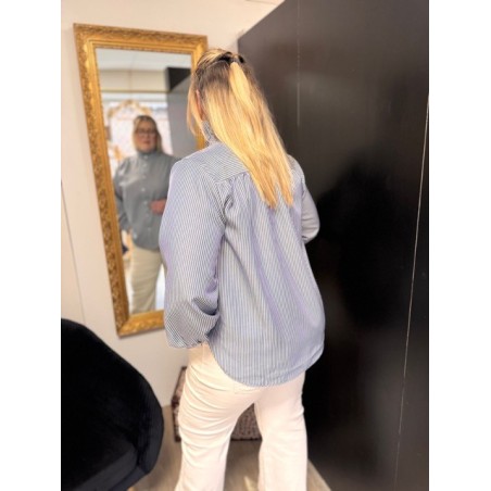 Chemise Style plus rayée col victorien rose ou bleu | Melle Jeanne