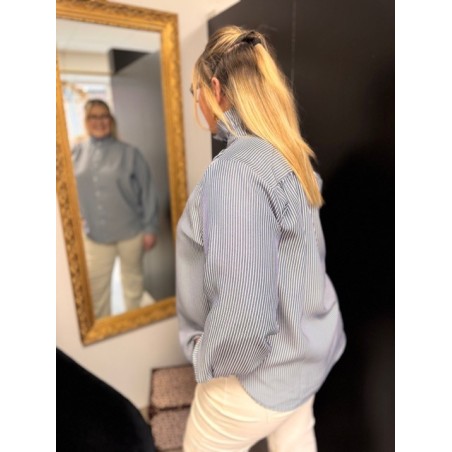 Chemise Style plus rayée col victorien rose ou bleu | Melle Jeanne