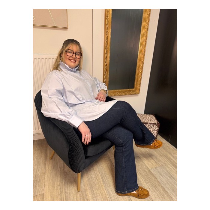 Chemise Style plus col victorien bleu clair ou bleu marine | Melle Jeanne