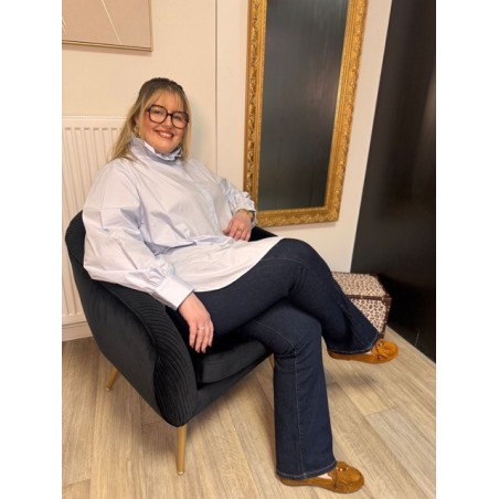 Chemise Style plus col victorien bleu clair ou bleu marine | Melle Jeanne