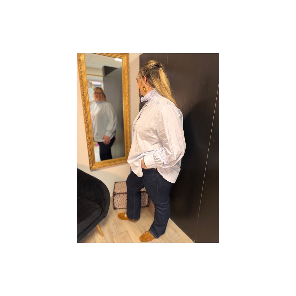 Chemise Style plus col victorien bleu clair ou bleu marine | Melle Jeanne