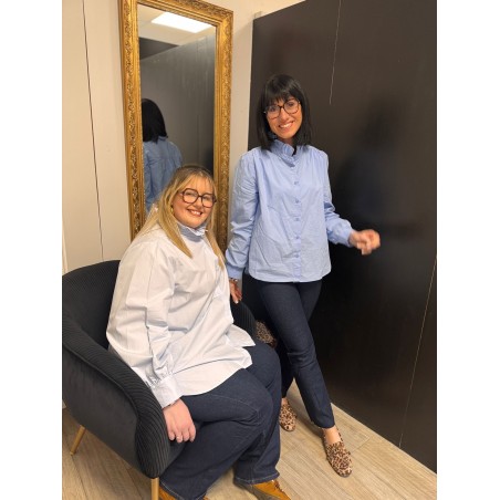 Chemise Style plus col victorien bleu clair ou bleu marine | Melle Jeanne