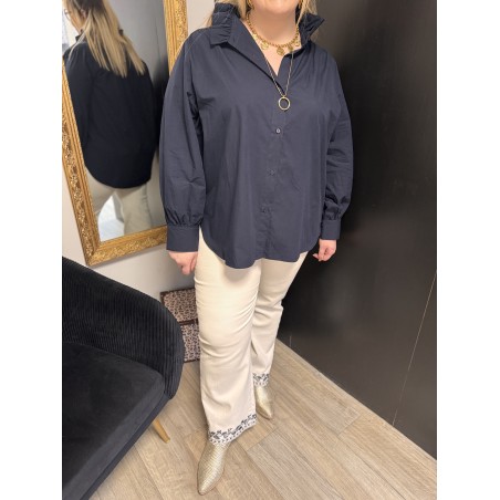 Chemise Style plus col victorien bleu clair ou bleu marine | Melle Jeanne