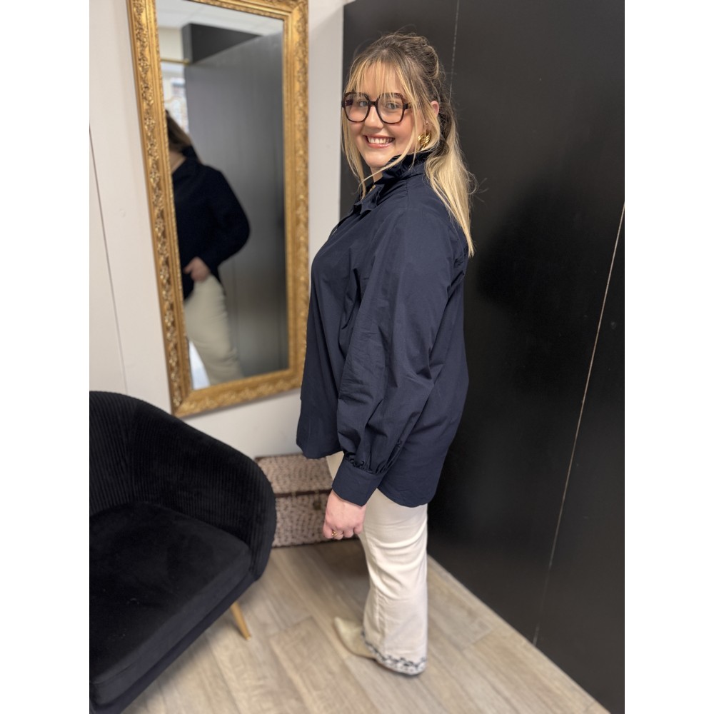 Chemise Style plus col victorien bleu clair ou bleu marine | Melle Jeanne