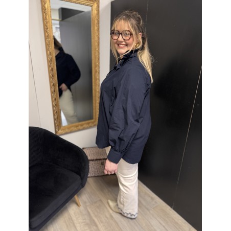 Chemise Style plus col victorien bleu clair ou bleu marine | Melle Jeanne