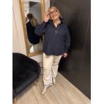 Chemise Style plus col victorien bleu clair ou bleu marine | Melle Jeanne