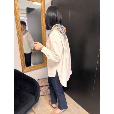 Chemise blanche oversize avec foulard fleuri | Melle Jeanne
