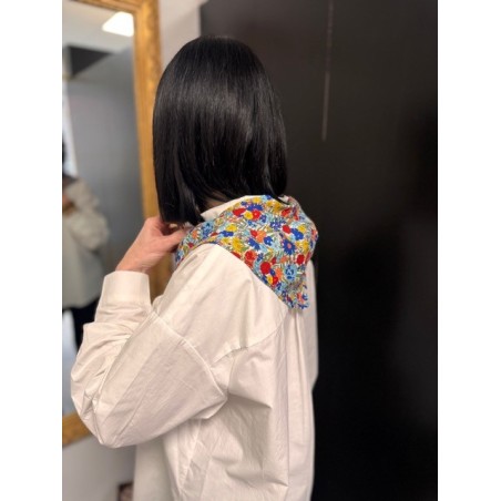 Chemise blanche oversize avec foulard fleuri | Melle Jeanne