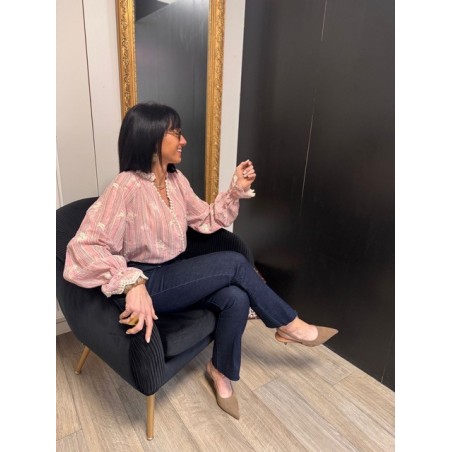 Chemise rose brodée femme | Melle Jeanne