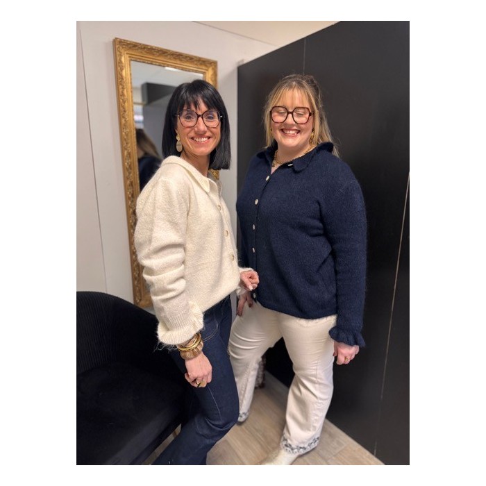 Gilet style plus femme blanc et bleu marine | Melle Jeanne