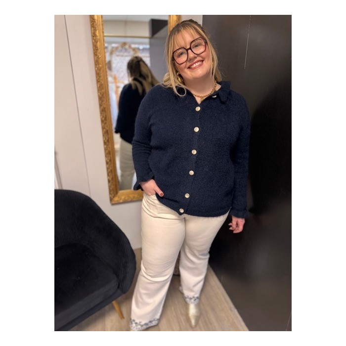 Gilet style plus femme blanc et bleu marine | Melle Jeanne