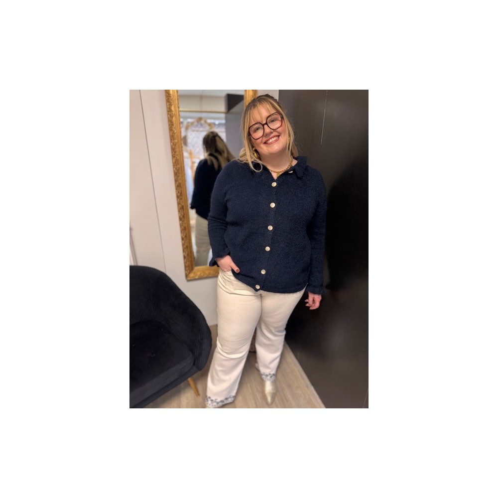 Gilet style plus femme bleu marine | Melle Jeanne