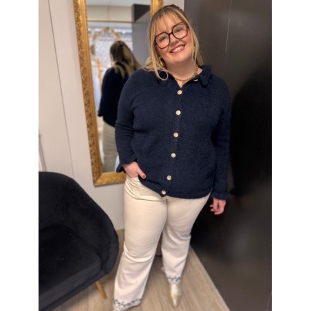 Gilet style plus femme bleu marine | Melle Jeanne