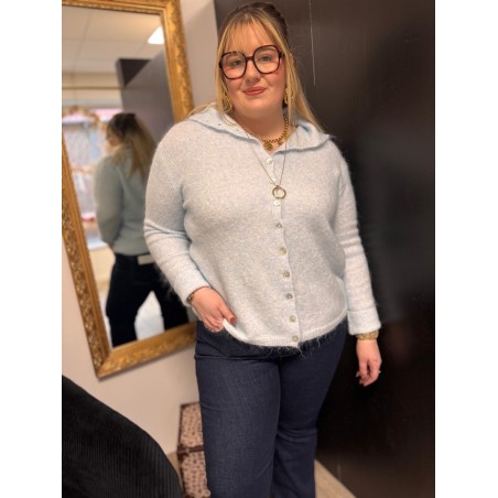 Gilet style plus inapril 1986 col montant bleu ou blanc | Melle Jeanne