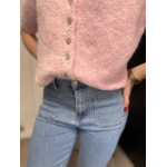 Gilet manches courtes col rond rose ou vert | Taille unique 36-42