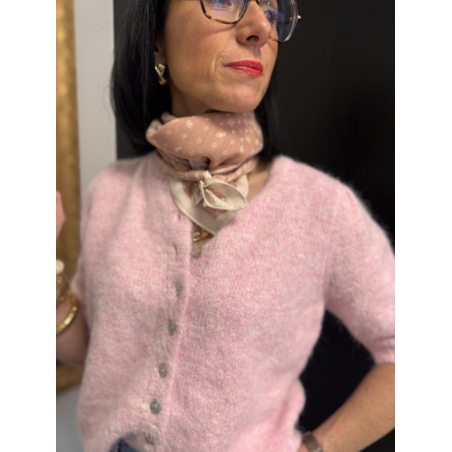 Gilet manches courtes col rond rose ou vert | Taille unique 36-42