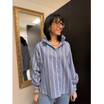 Chemise col victorien rayée bleu blanc bordeaux | S, M, L