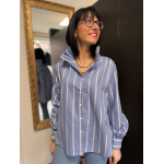 Chemise col victorien rayée bleu blanc bordeaux | S, M, L