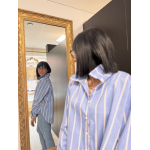 Chemise col victorien rayée bleu blanc bordeaux | S, M, L