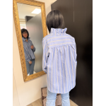 Chemise col victorien rayée bleu blanc bordeaux | S, M, L