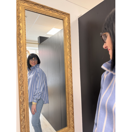 Chemise col victorien rayée bleu blanc bordeaux | S, M, L