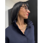 Gilet maille épaisse col victorien bleu marine ou ciel | Taille unique 36-40