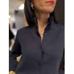 Gilet maille épaisse col victorien bleu marine ou ciel | Taille unique 36-40