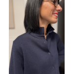 Gilet maille épaisse col victorien bleu marine ou ciel | Taille unique 36-40