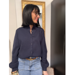 Gilet maille épaisse col victorien bleu marine ou ciel | Taille unique 36-40